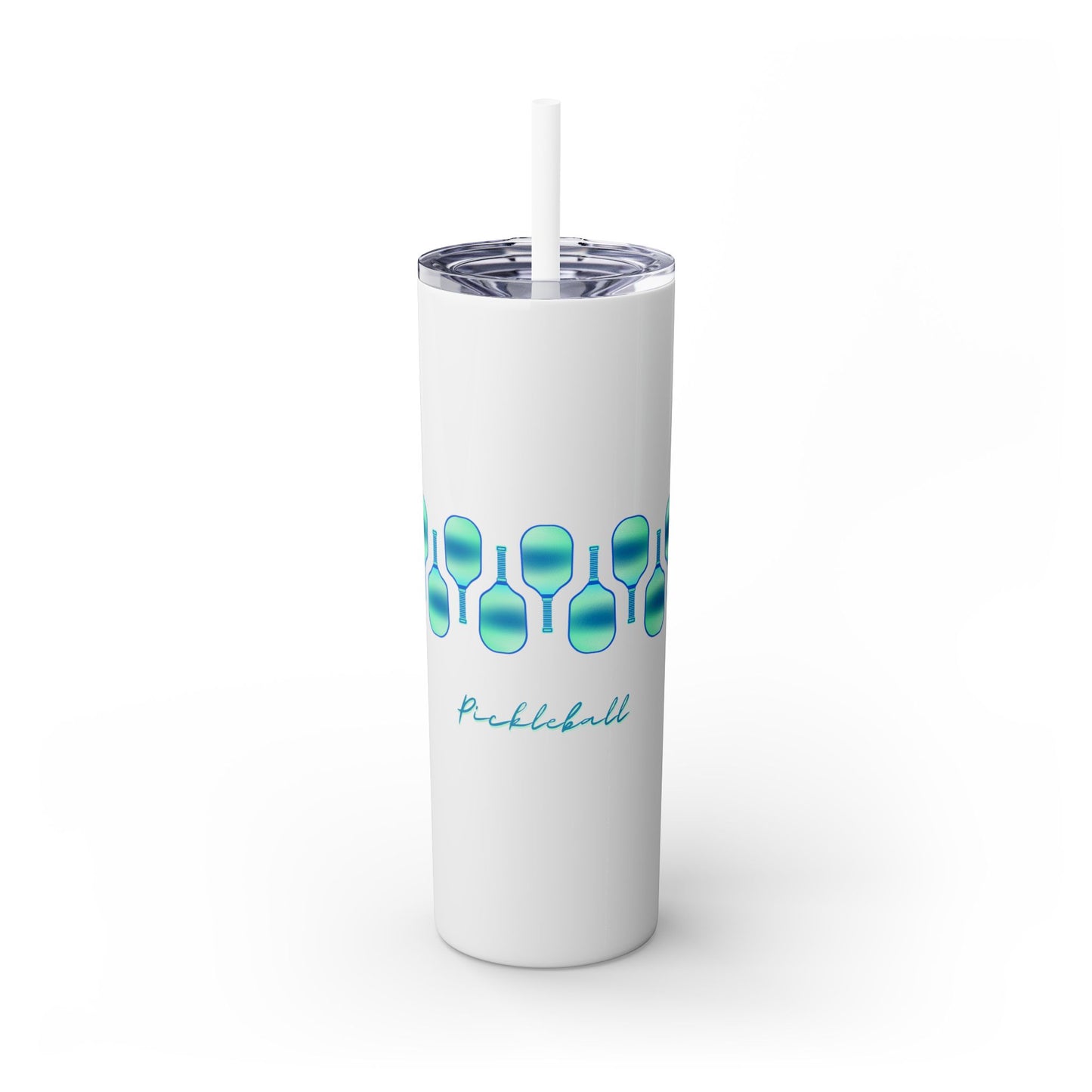 Pickleball Art - Turquoise Hues - Hot/Cold Beverage Container