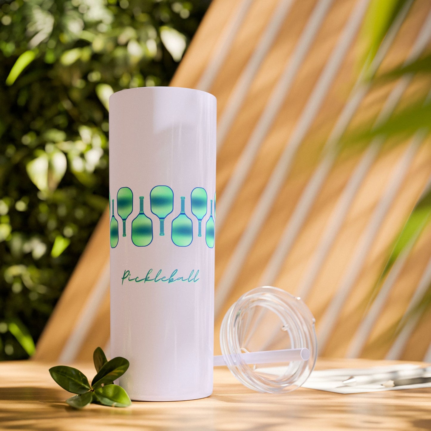 Pickleball Art - Turquoise Hues - Hot/Cold Beverage Container